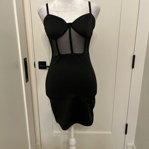 SHEIN Black Mini Dress with Sheer Panels